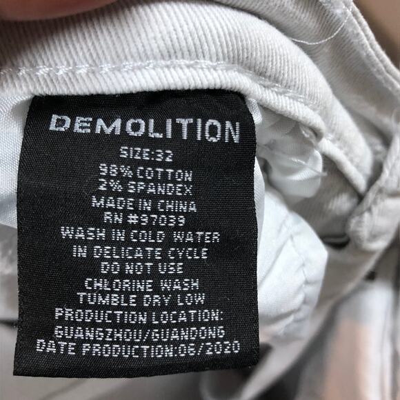 Demolition Mens Jeans White Moto Straight Distressed Premium Denim Y2K 32x30 - Picture 6 of 12